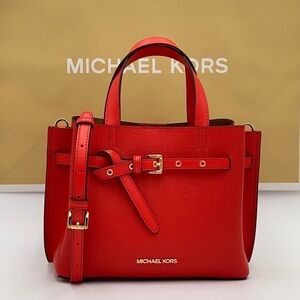 MICHAEL KORS EMILIA SMALL SATCHEL DARK SANGRIA